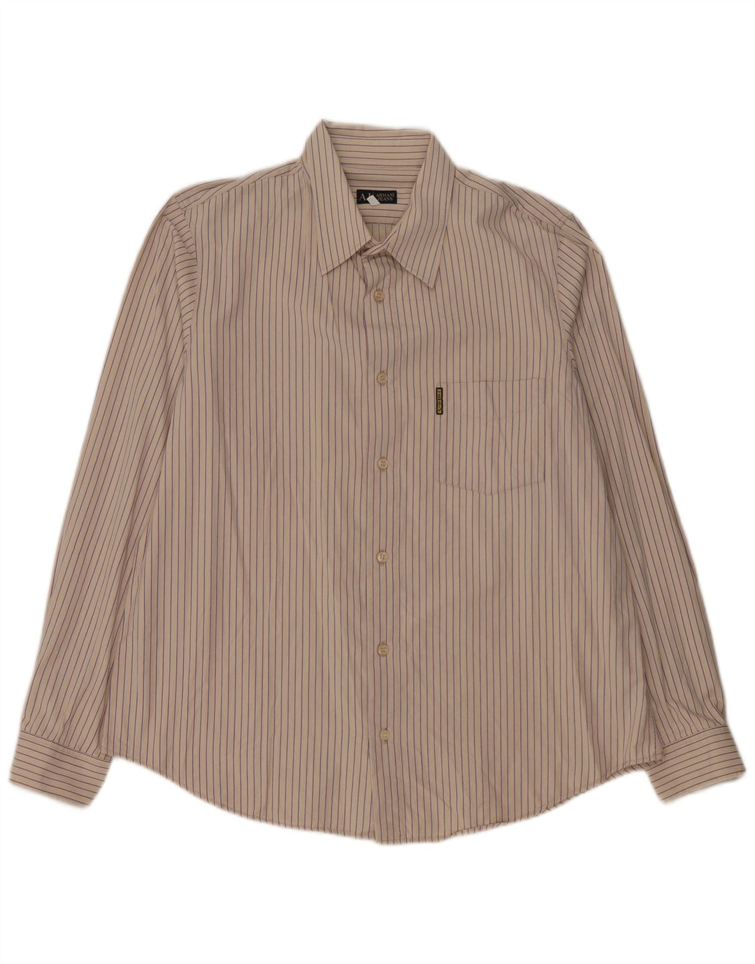 Armani Jeans herreskjorte 3XL beige stribet bomuld