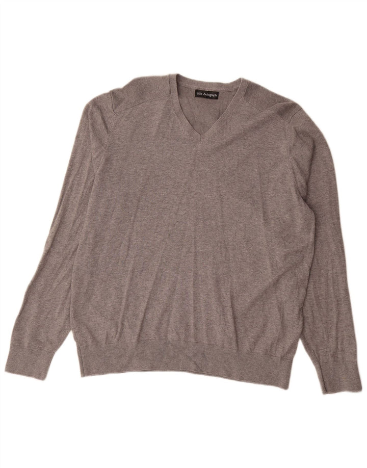 Marks & Spencer Herre Autograph V-hals sweater XL Grå Bomuld