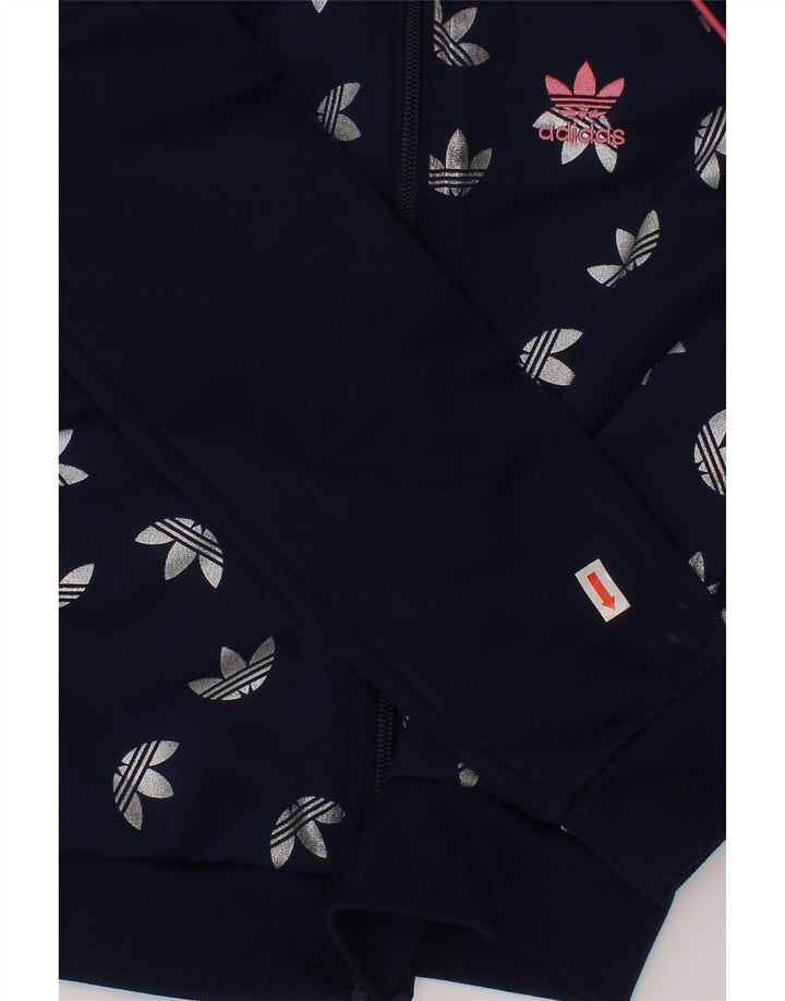 Adidas piger grafisk træningsdragt topjakke 6-7 år marineblå polyester
