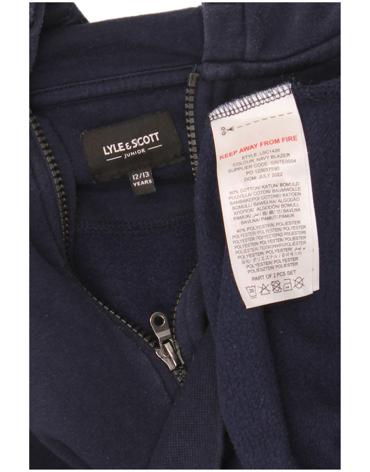 LYLE & SCOTT drenge hættetrøje med lynlås 12-13 år marineblå bomuld