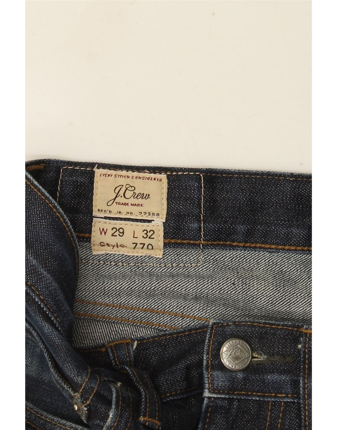 J. CREW Herre 770 lige jeans W29 L32 Marineblå