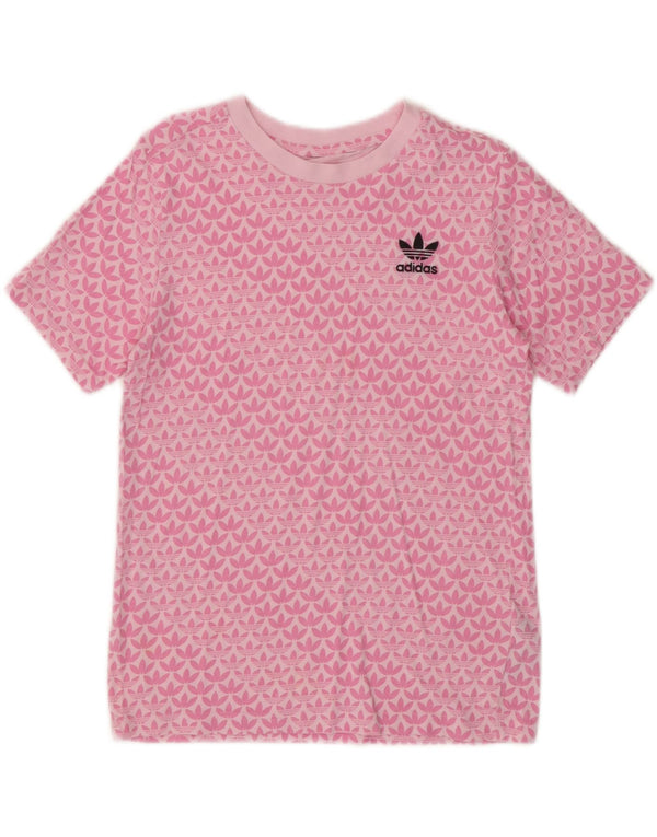 Adidas Dame Grafisk T-Shirt Top UK 10 Small Pink Bomuld