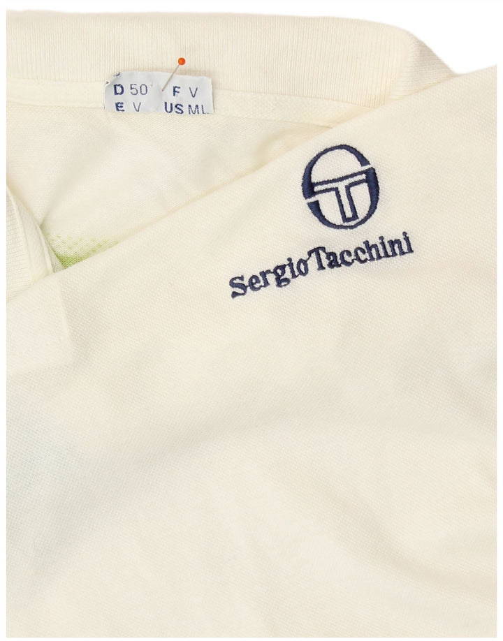SERGIO TACCHINI Poloshirt til mænd IT 50 Medium Hvidstribet bomuld