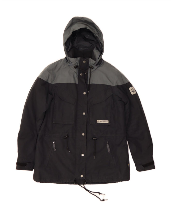 JACK WOLFSKIN Womens Windbreaker Jacket UK 14/16 Large Black Colourblock Vintage Jack Wolfskin and Second-Hand Jack Wolfskin from Messina Hembry 