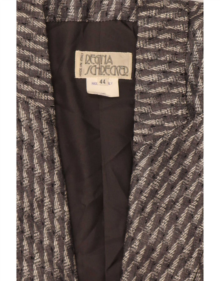 Regina Schrecker Dame 1 Knap Blazer Jakke IT 44 Mellem Grå Stribet