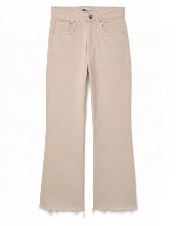 Zara Dame Crop Bootcut Jeans EU 34 2XS W24 L25 Hvid