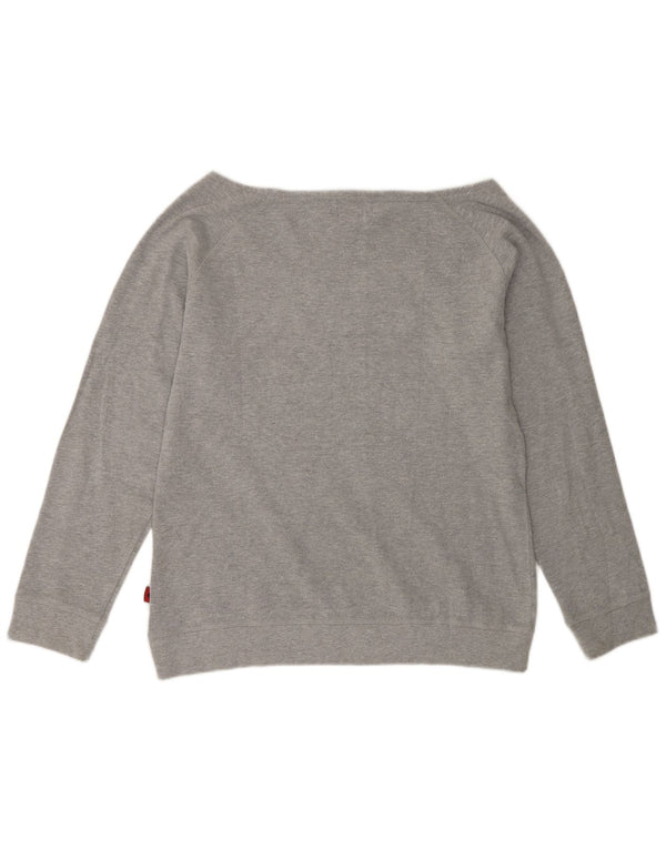 Kappa Dame Grafisk Sweatshirt Jumper UK 18 XL Grå Flecked Bomuld Heart