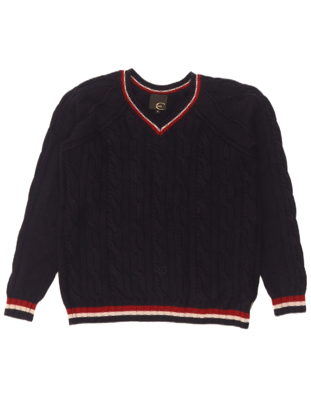 Just Cavalli Dame V-hals sweater UK 14 Medium Navy Blue