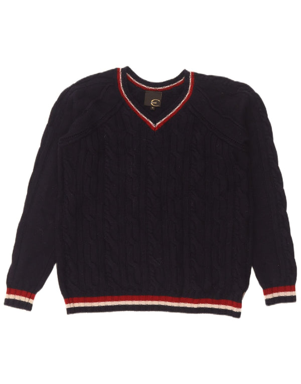 Just Cavalli Dame V-hals sweater UK 14 Medium Navy Blue