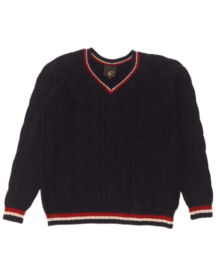 Just Cavalli Dame V-hals sweater UK 14 Medium Navy Blue