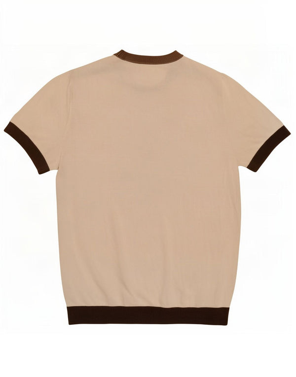 Zara Mens Short Sleeve Crew Neck Jumper Sweater Large Off White Colourblock