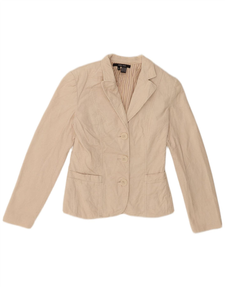 Zara Dame 3-knaps fløjlsjakke Blazer DK 8 Small Beige Bomuld