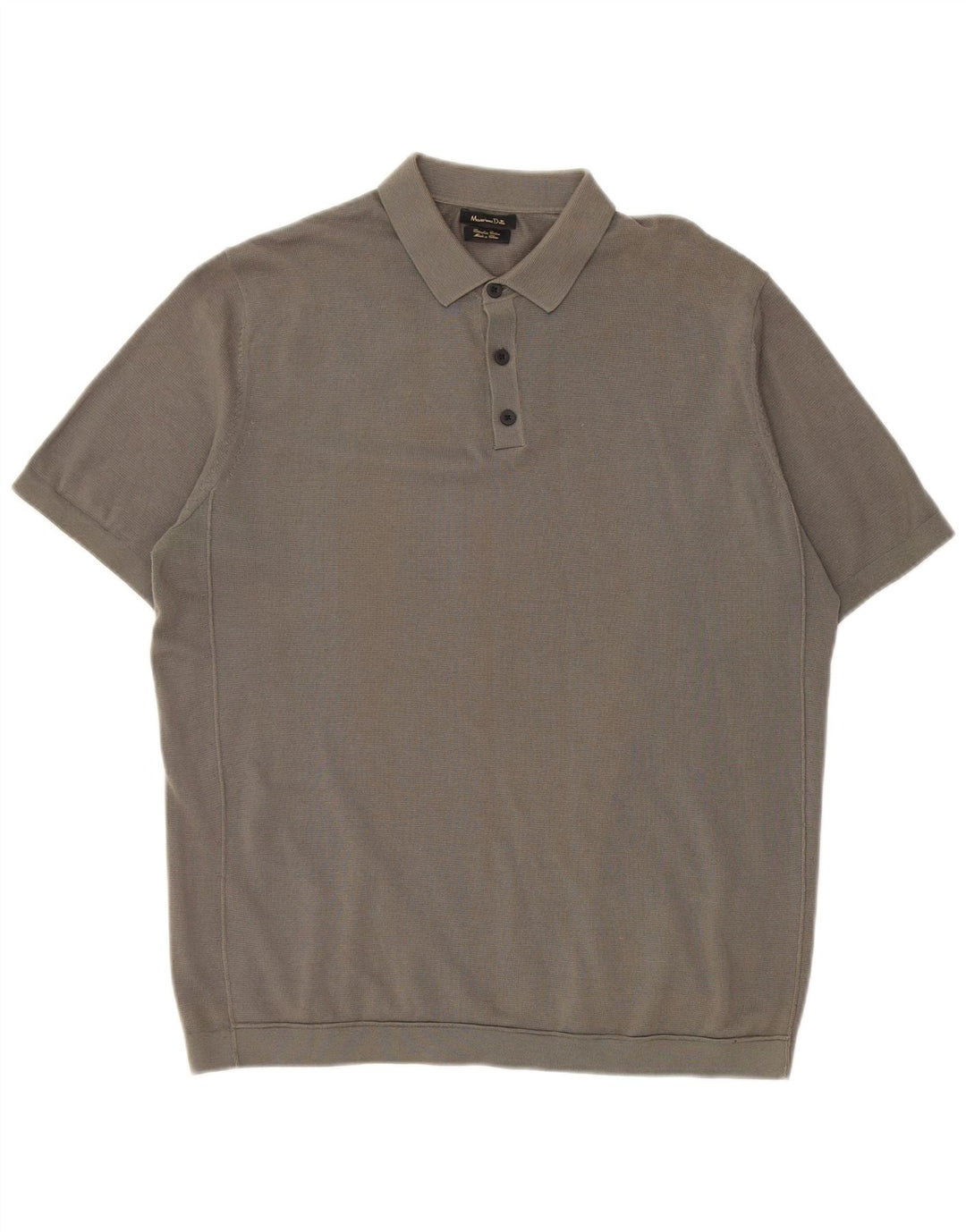 Massimo Dutti Herre Kortærmet Polo Neck Jumper Sweater Medium Grå Bomuld