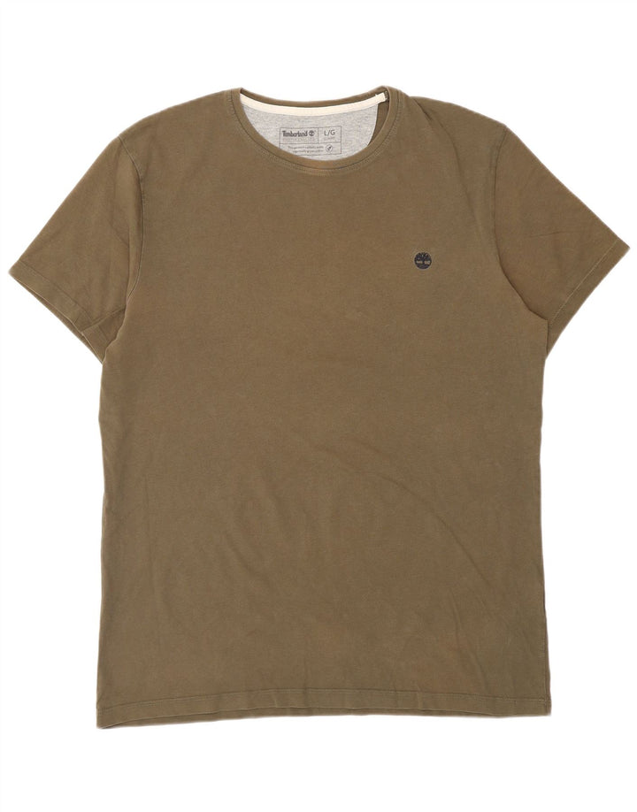 TIMBERLAND Herre Slim Fit T-Shirt Top Stor Khaki Bomuld