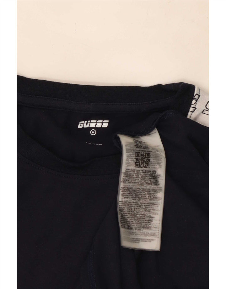 Guess Herre grafisk T-shirt Top Medium Marineblå Colourblock Bomuld