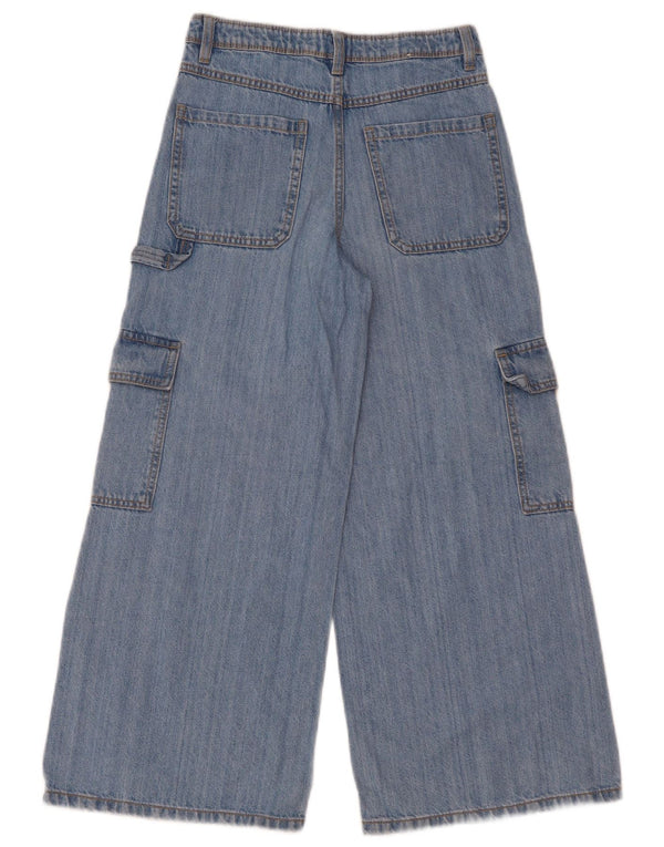 Benetton Girls Cargo Wide Leg Jeans 11-12 år W26 L25 Blå