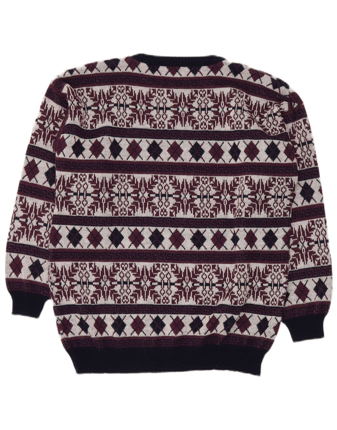 VINTAGE Herre sweater med rund hals DK 40 Medium Burgundy Fair Isle