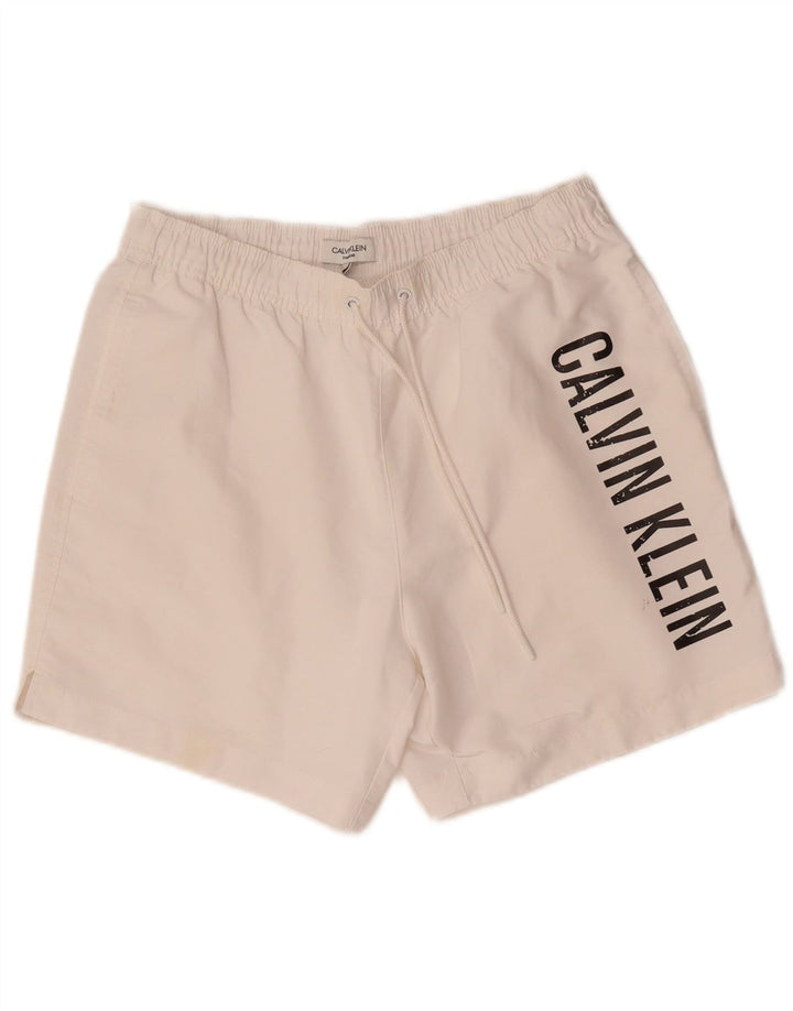 Calvin Klein Herre grafiske badeshorts Små hvide polyester