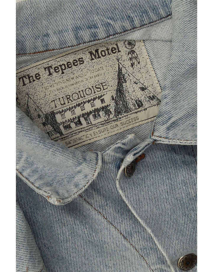Vintage Herre Distressed Denim Jacket UK 40 Large Blue Cotton