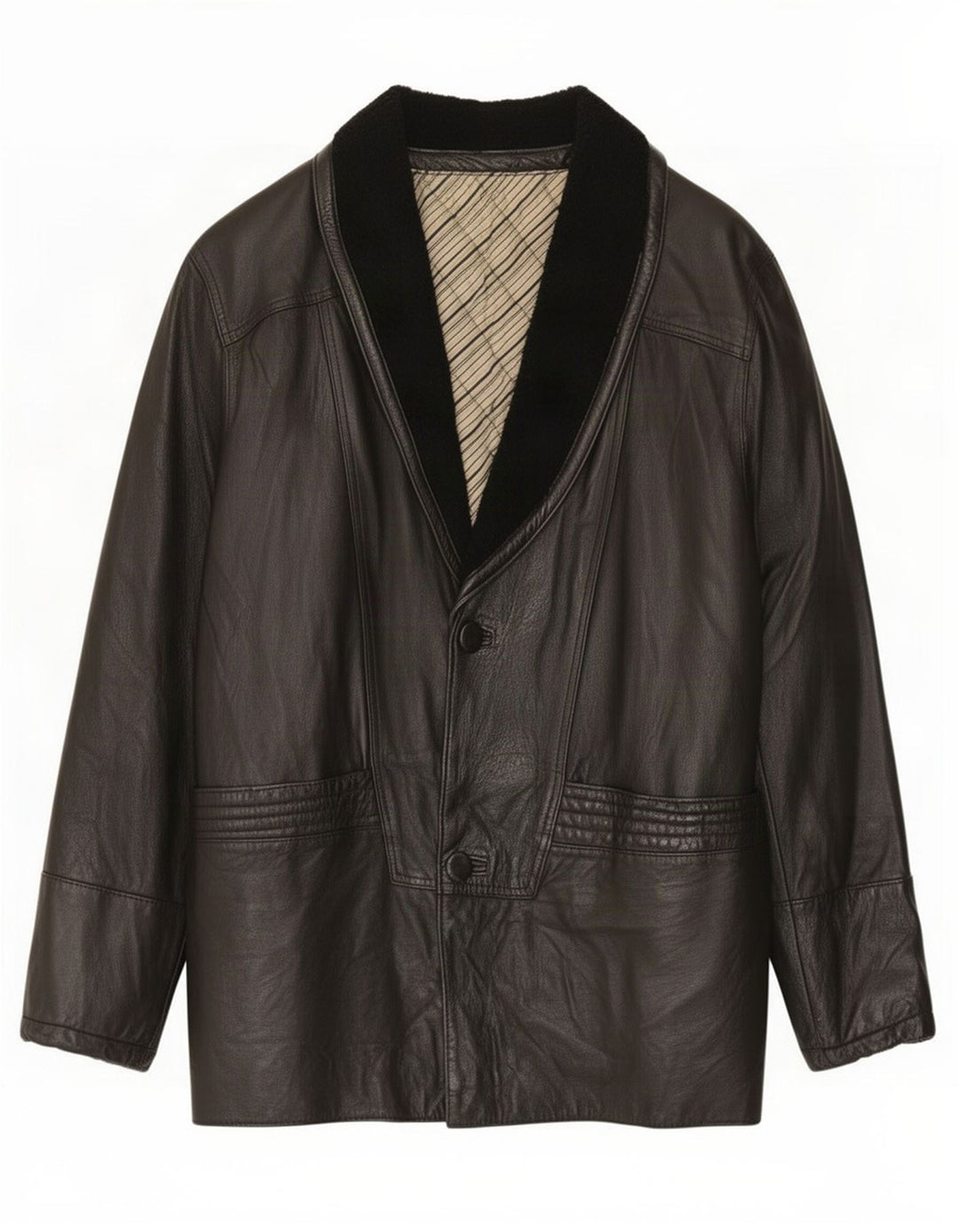 Vintage herre læderjakke IT 48 Medium Sort
