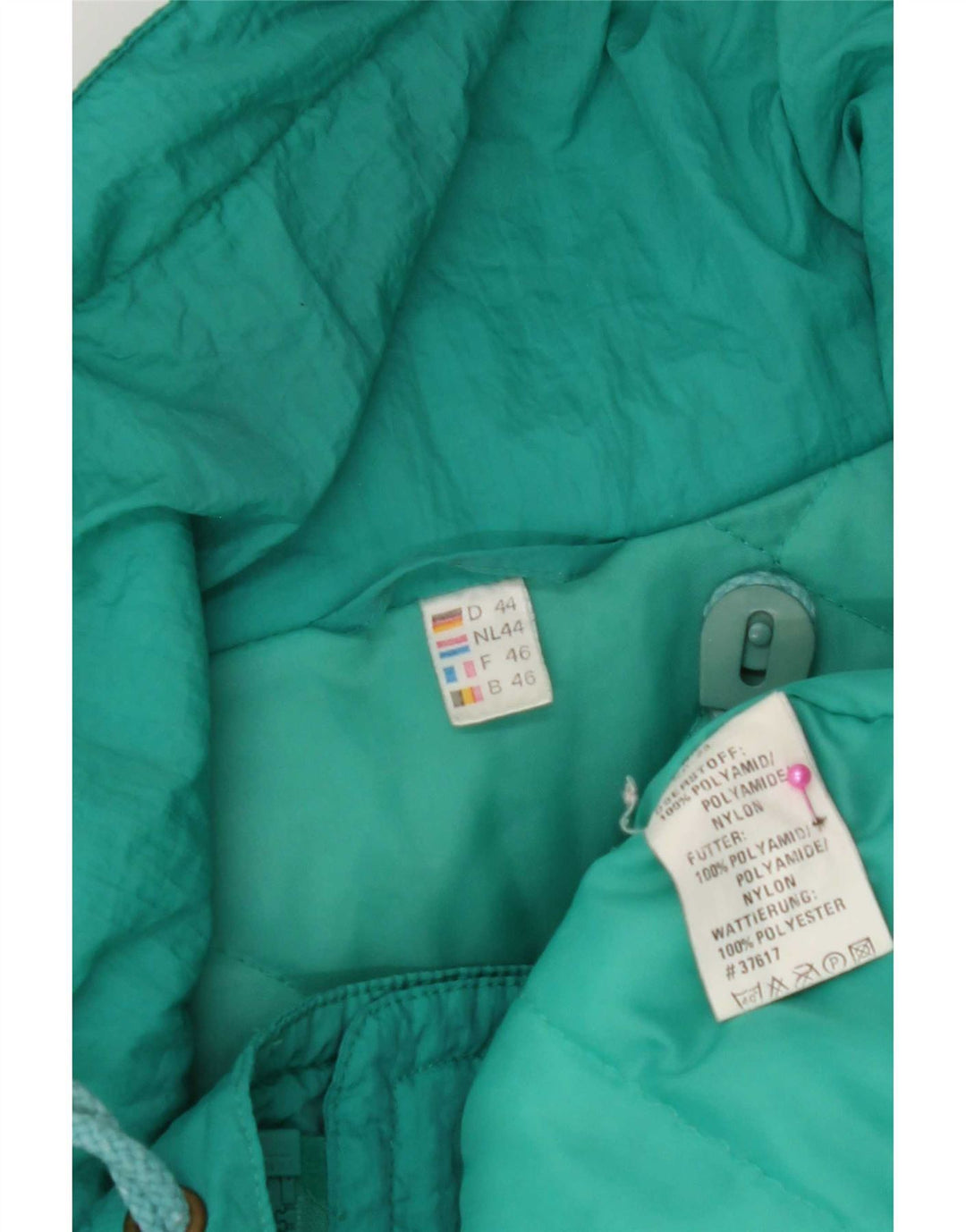 Vintage oversize polstret frakke til kvinder EU 46 XL Grøn nylon