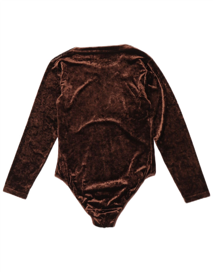 Monello langærmet bodysuit til kvinder US 2 XS Brown Floral Acetate