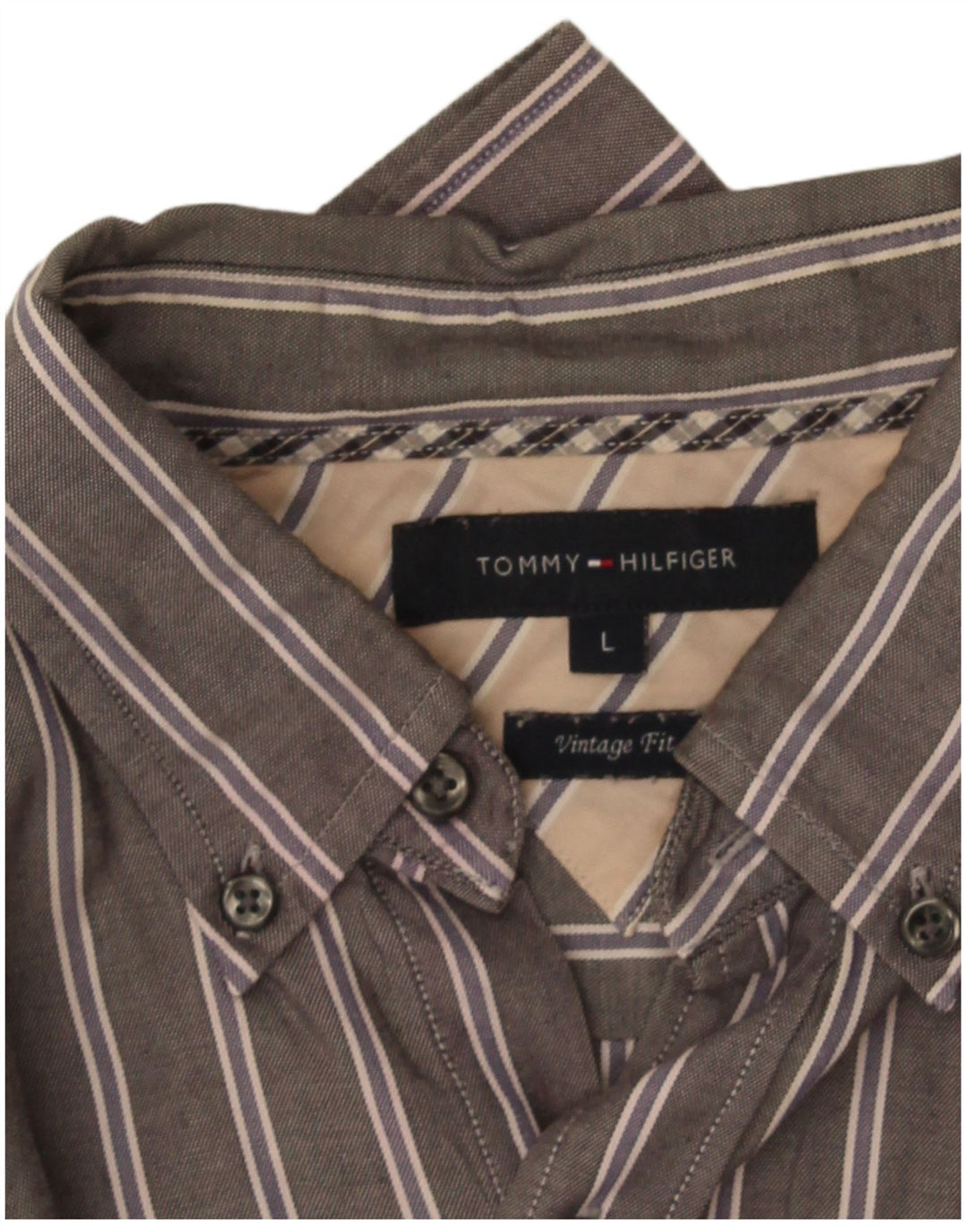 Tommy Hilfiger Herre Vintage Fit skjorte, stor grå stribet