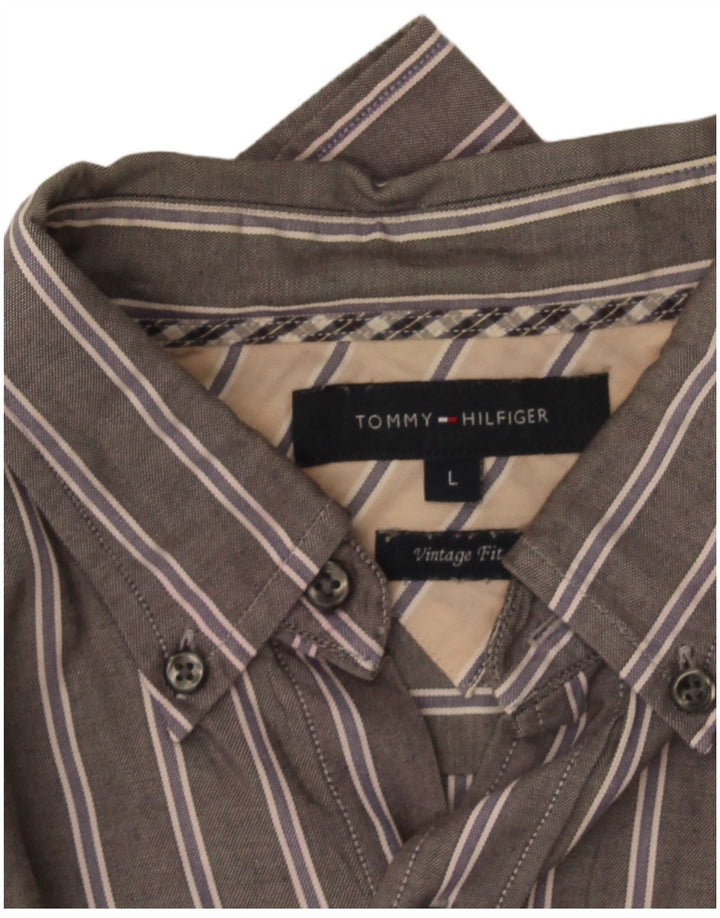 Tommy Hilfiger Herre Vintage Fit skjorte, stor grå stribet