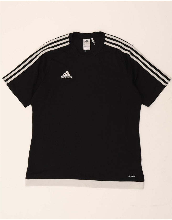 ADIDAS Herre Climalite T-Shirt Top Stor Sort Colourblock Polyester
