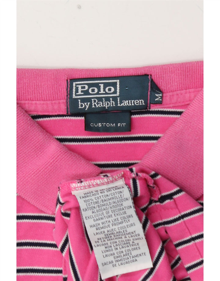 POLO RALPH LAUREN Herre Custom Fit Polo Shirt Medium Pink Stribet Bomuld