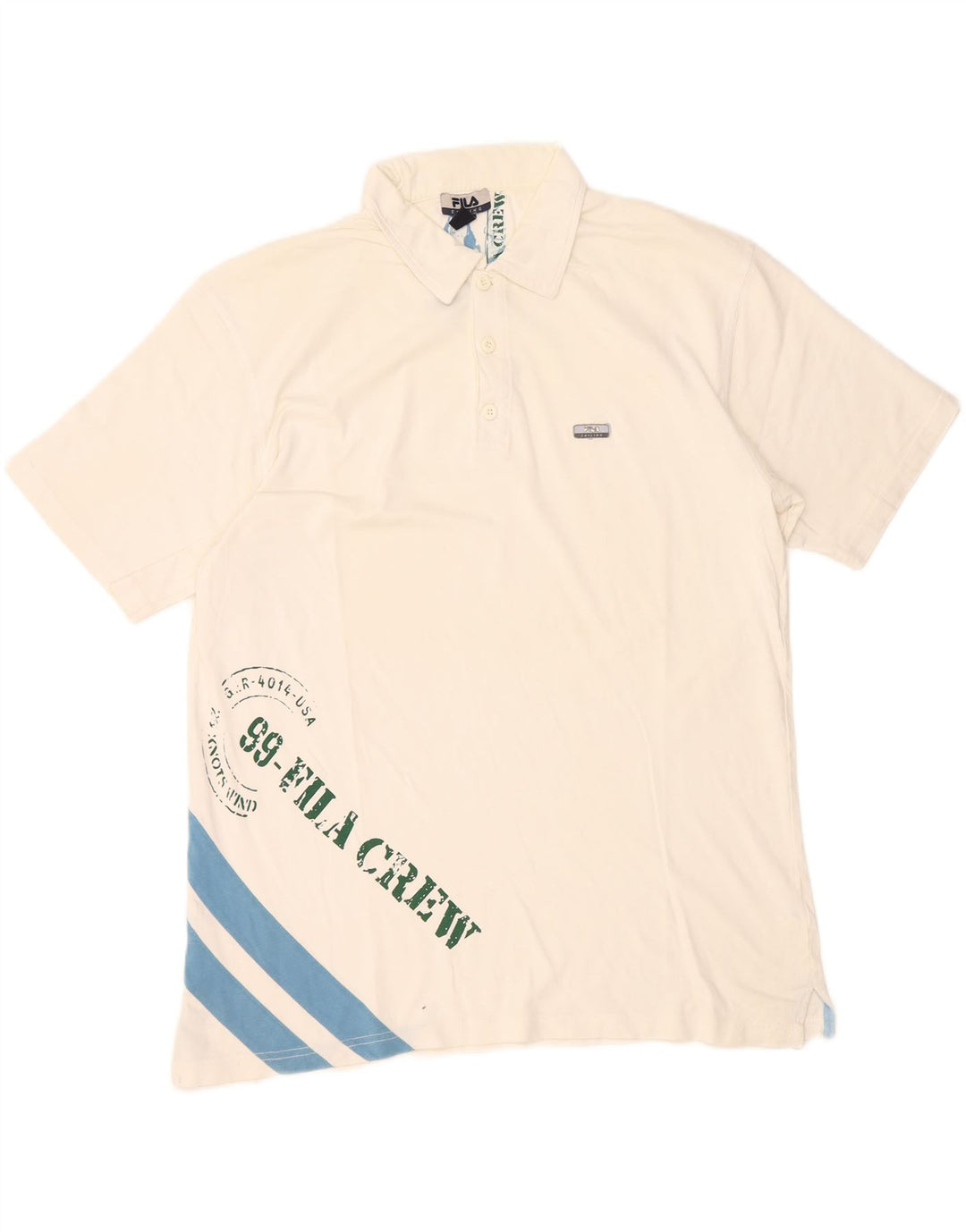 Fila Herre grafisk poloshirt Stor hvid Colourblock Bomuld