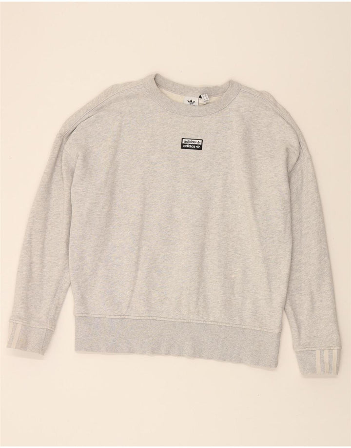 ADIDAS Womens Oversized Sweatshirt Jumper UK 8 Small  Grey Cotton Vintage Adidas and Second-Hand Adidas from Messina Hembry 