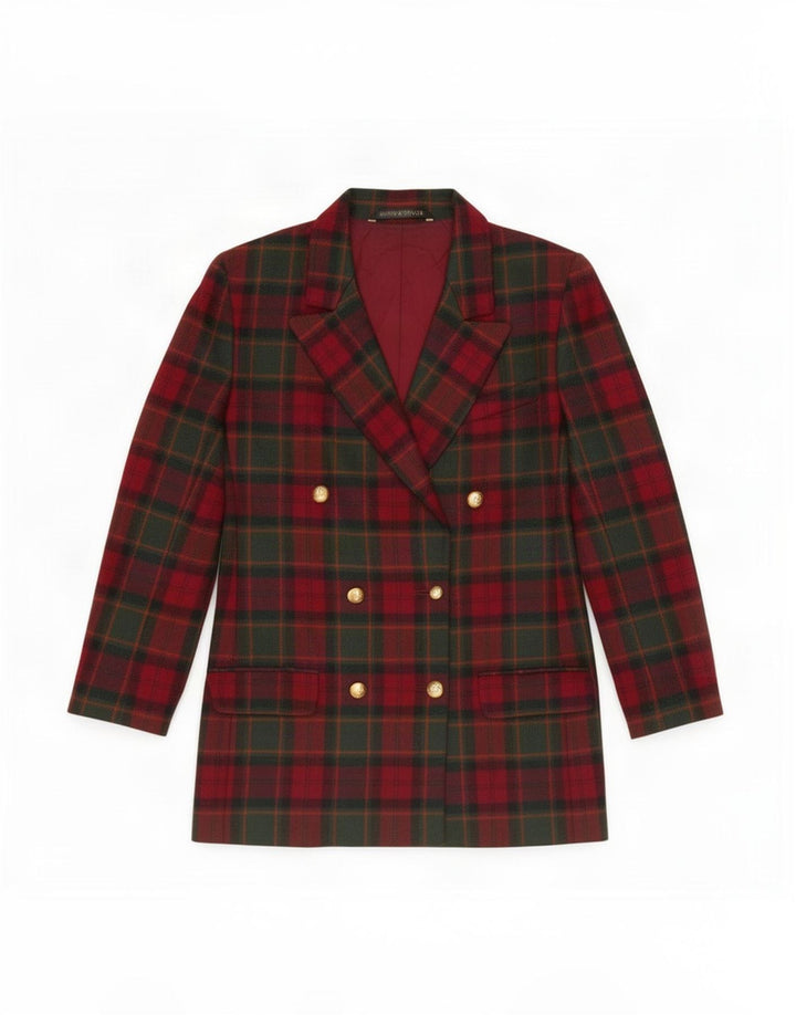 Marks & Spencer Dame St. Michael Blazer Jacket UK 12 Medium Rød Plaid
