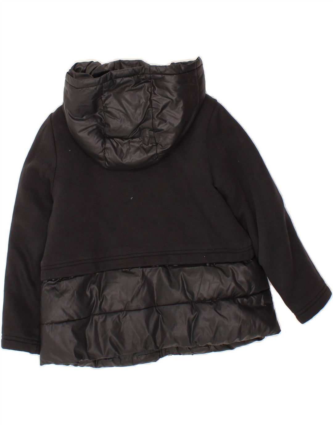 BENETTON Girls Hooded Padded Jacket 7-8 Years Medium Black Polyester Vintage Benetton and Second-Hand Benetton from Messina Hembry 