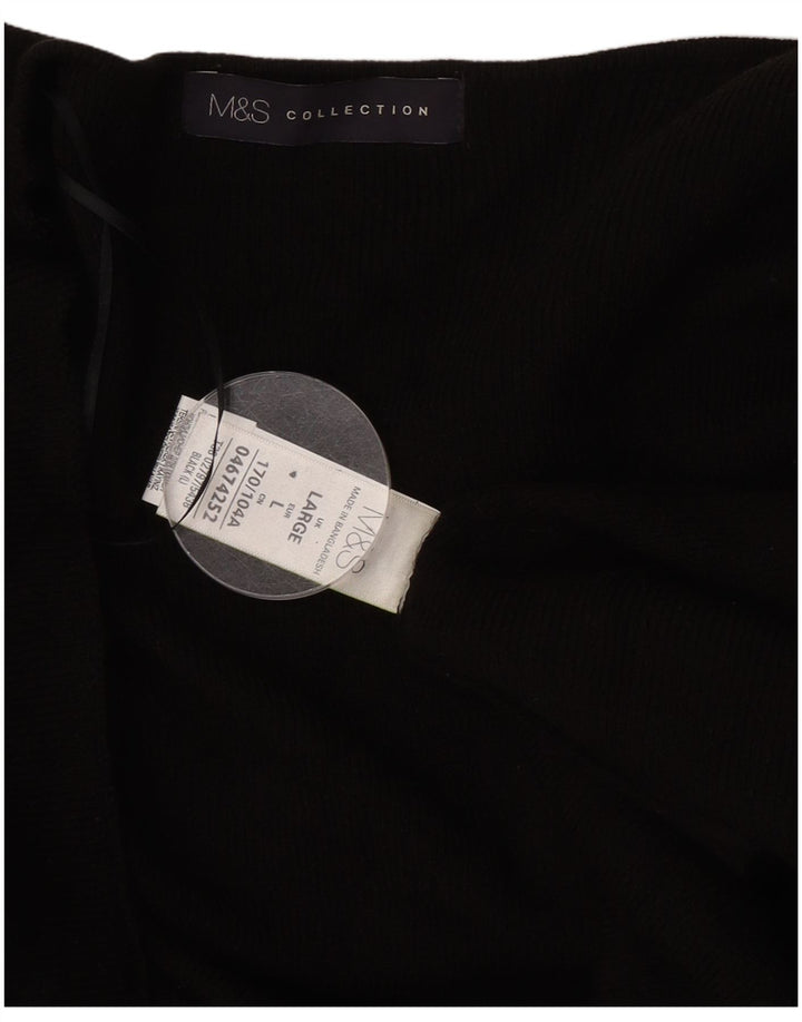 Marks & Spencer Womens Open Cardigan Sweater UK 16 Large Black Acryl
