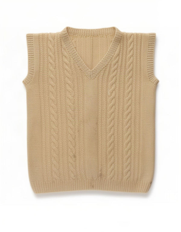 Vintage Dame Vest Tank Top UK 12 Medium Beige