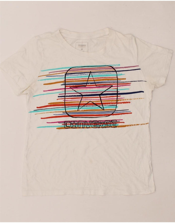 CONVERSE Womens Classic Fit Graphic T-Shirt Top UK 12 Medium White Cotton Vintage Converse and Second-Hand Converse from Messina Hembry 