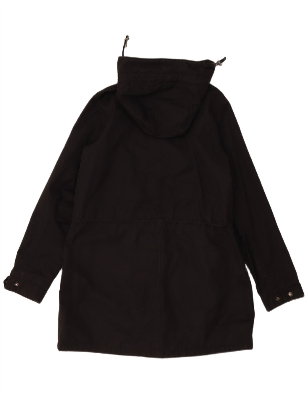 Fat Face Dame Hooded Parka Jacket UK 12 Medium Sort Bomuld