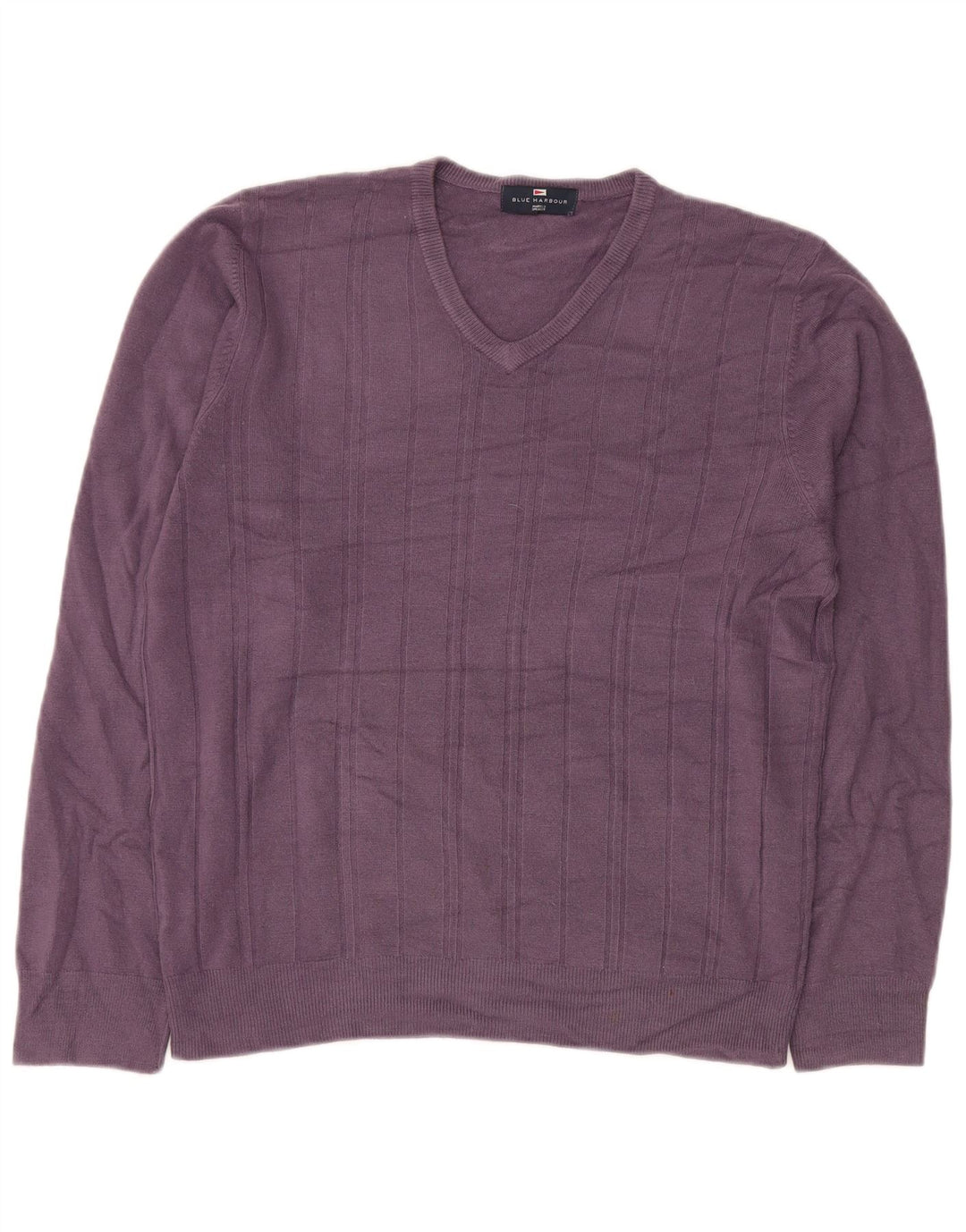MARKS & SPENCER Herre Blue Harbor V-hals sweater Medium Lilla