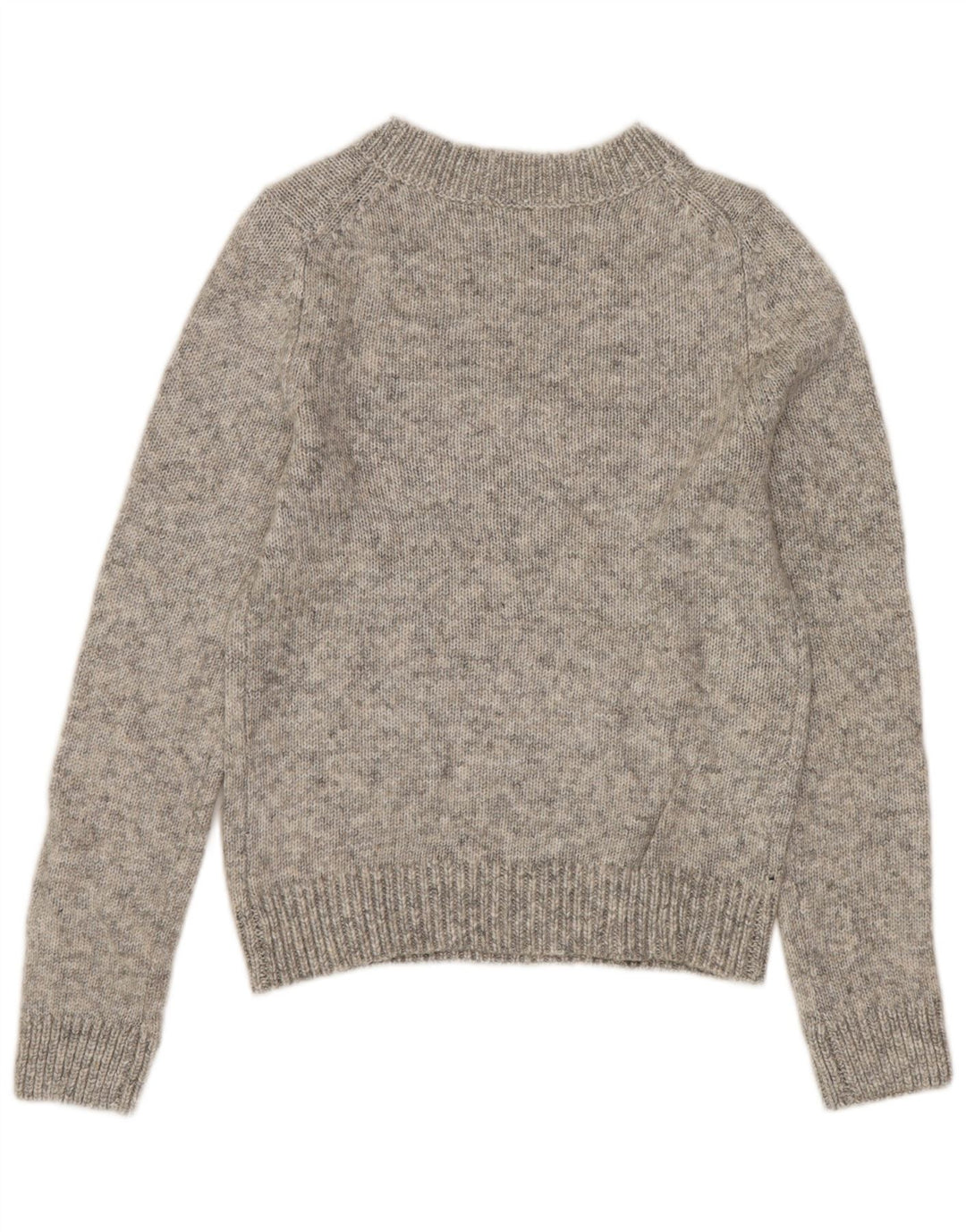 ZARA Dame Crop Crew Neck Jumper Sweater UK 12 Medium Grey Flecked