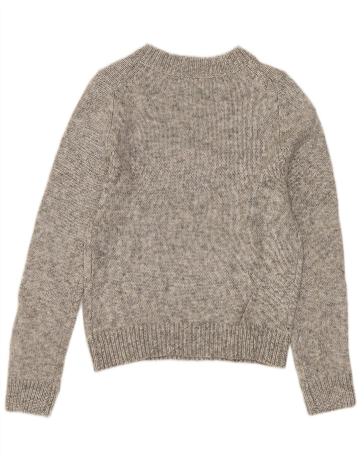 ZARA Dame Crop Crew Neck Jumper Sweater UK 12 Medium Grey Flecked