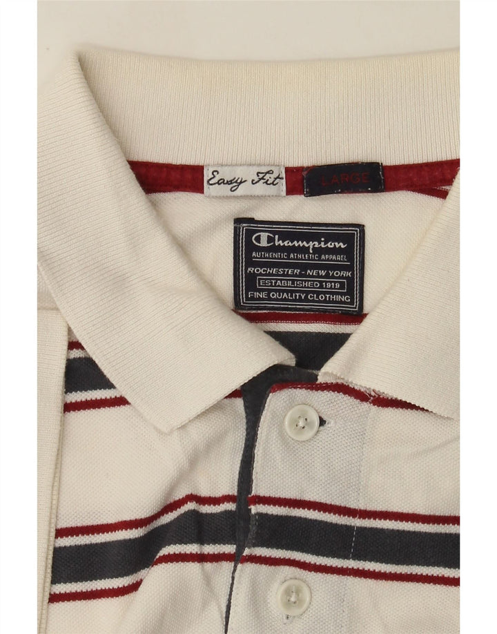 Champion Herre Easy Fit Polo Shirt Stor hvid stribet