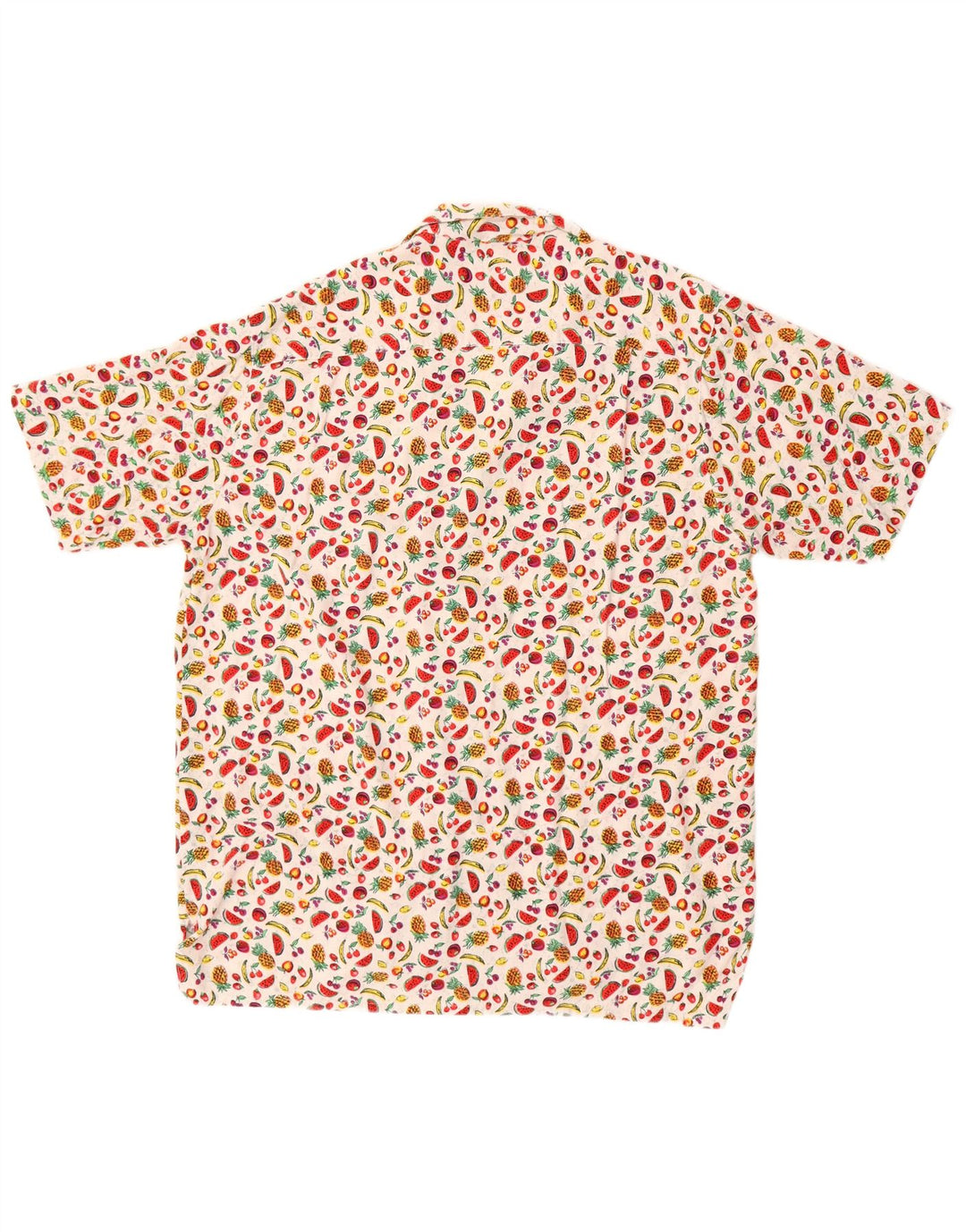 Vintage herre abstrakt mønster kortærmet skjorte stor hvid Rayon