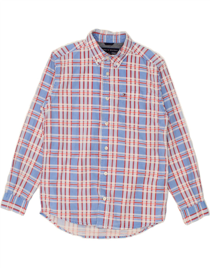 TOMMY HILFIGER Boys Flannel Shirt 12-13 Years Medium  Blue Check Cotton Vintage Tommy Hilfiger and Second-Hand Tommy Hilfiger from Messina Hembry 