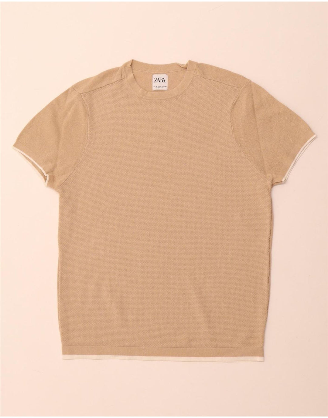 Zara Herre T-Shirt Top Medium Beige