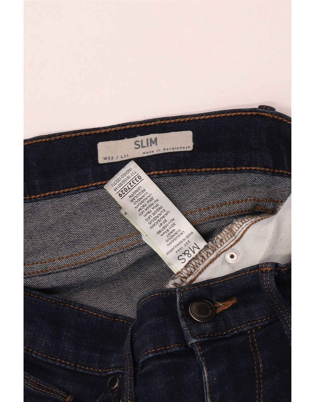 Marks & Spencer Herre Slim Jeans W32 L31 Marineblå Bomuld