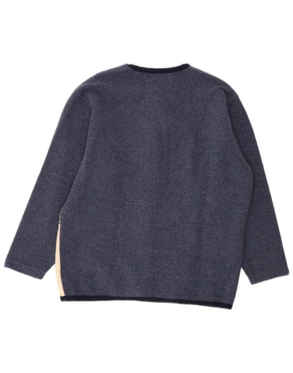 Campagnolo Dame grafisk cardigan sweater UK 18 XL Navy Blue Colourblock