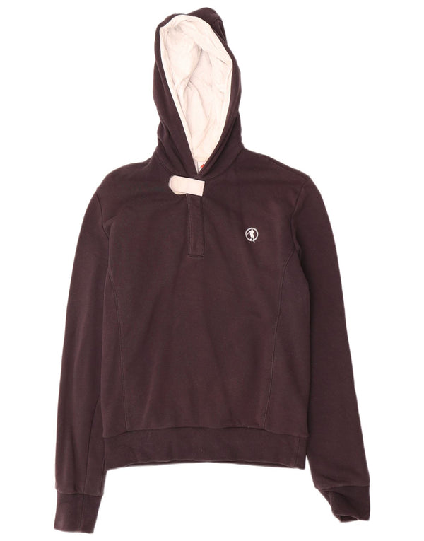 Bikkembergs Dame Button Neck Hoodie Jumper UK 14 Medium Sort Bomuld