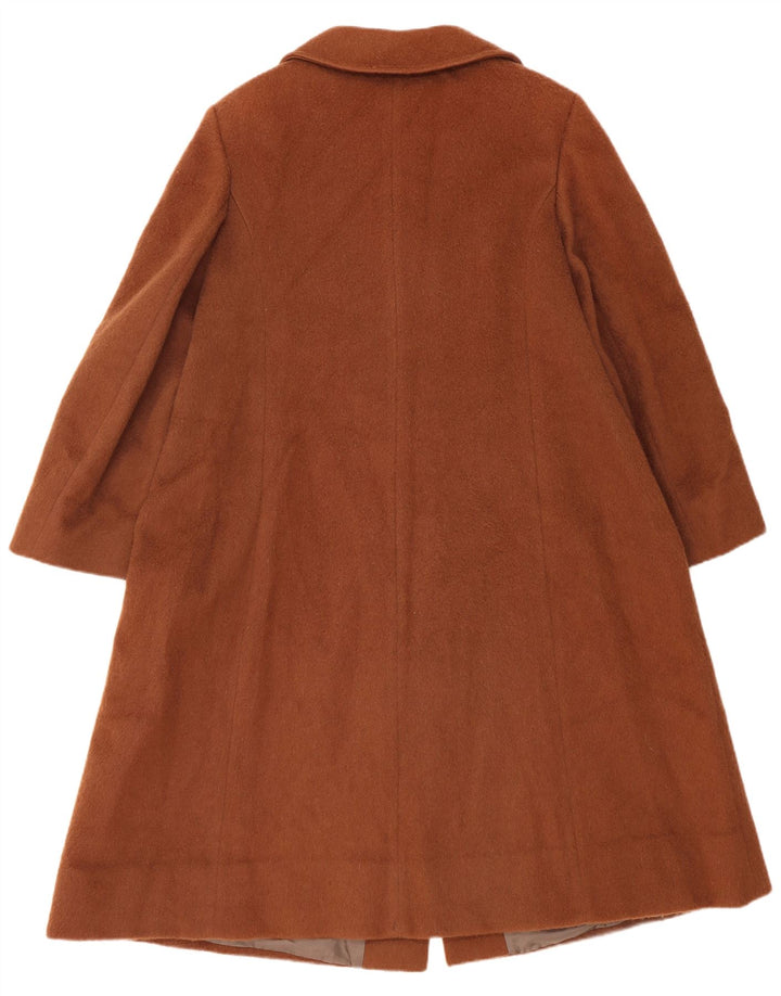 Vintage overfrakke til kvinder UK 14 Medium Brown Virgin Wool