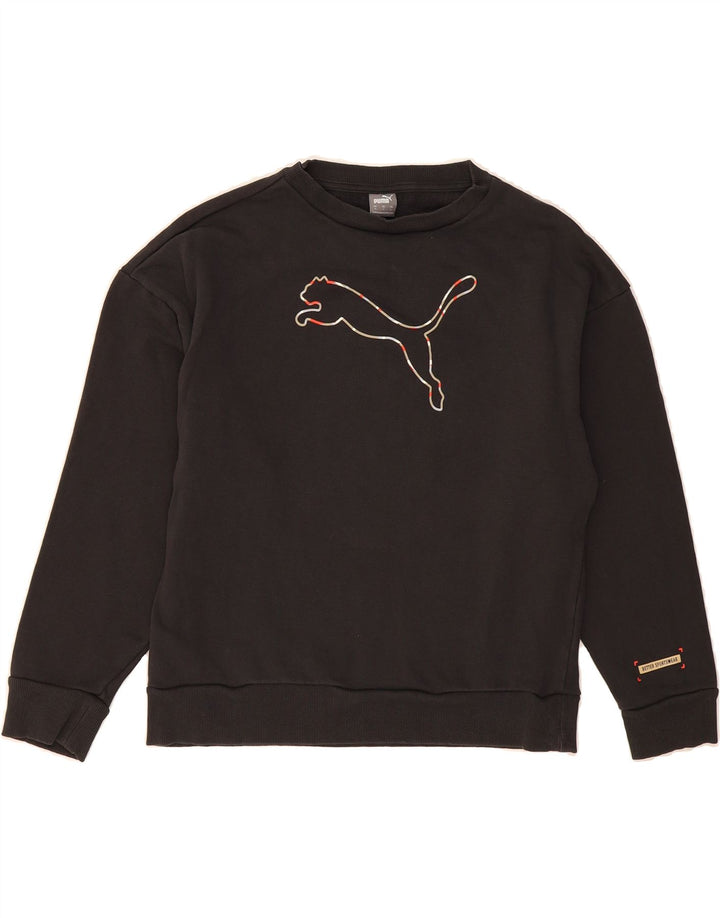 PUMA Womens Graphic Sweatshirt Jumper UK 10 Small Black Cotton Vintage Puma and Second-Hand Puma from Messina Hembry 